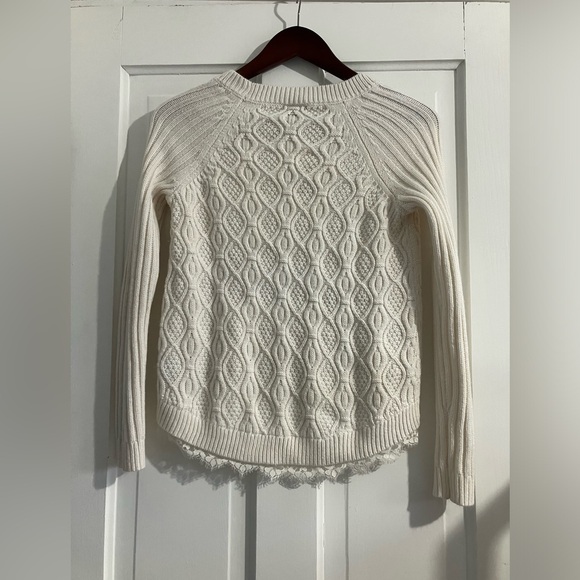 Nicole by Nicole Miller Cable Knit Sweater with Lace Hem - Picture 2 of 5